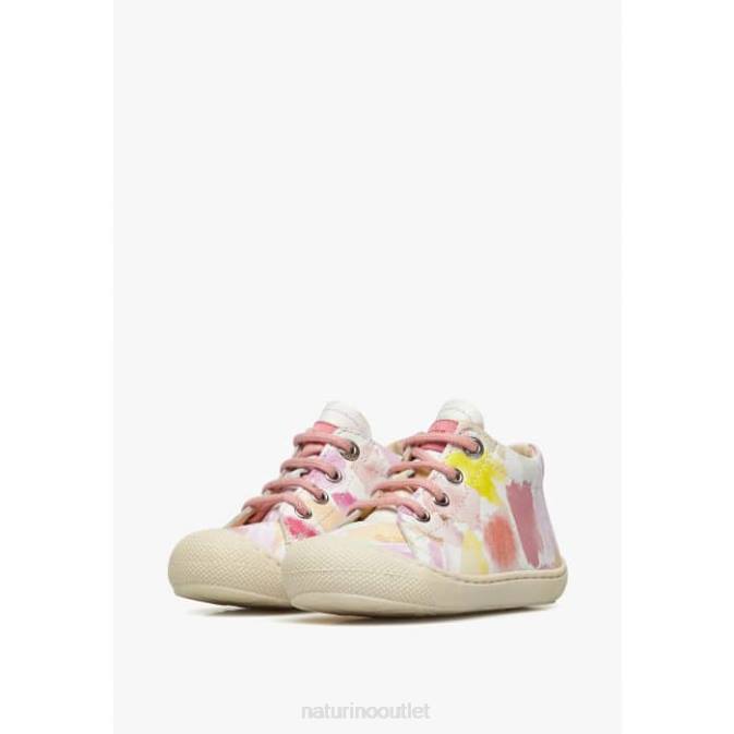 Kids Naturino White-Pink COCOON Leather First Steps Shoes J6T6173