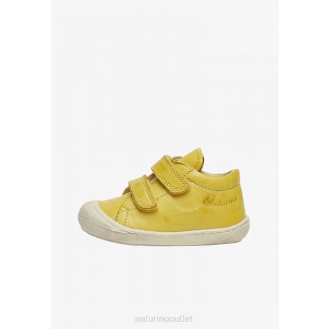 Kids Naturino Yellow COCOON VL First Steps Shoes In Nappa Leather J6T6221