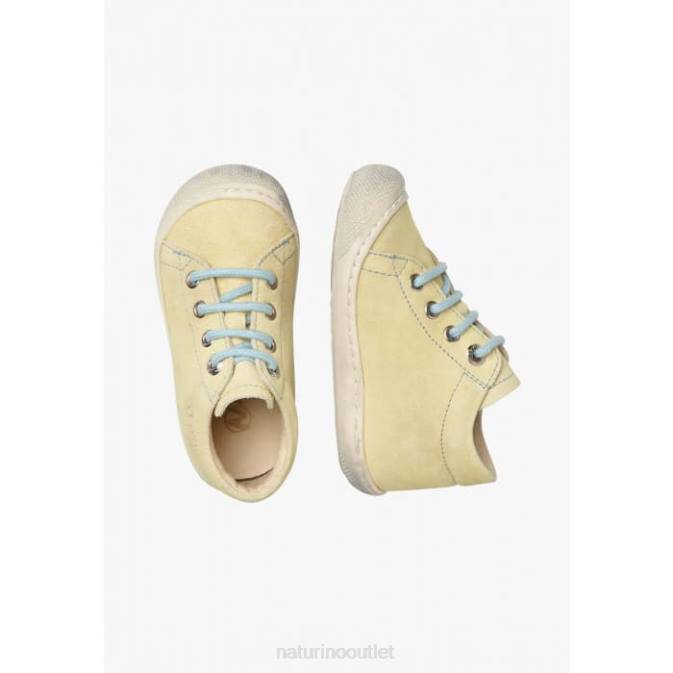 Kids Naturino Yellow-Light Blue COCOON Suede First Steps Shoes J6T6177