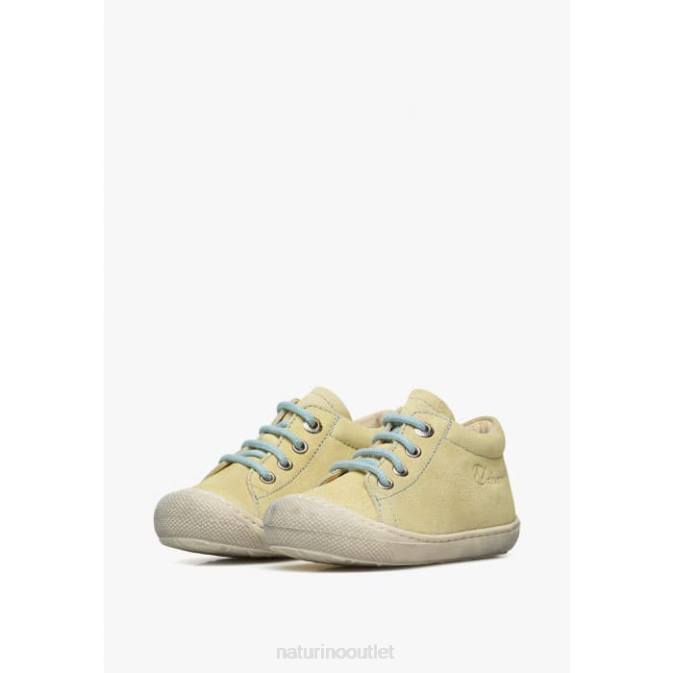 Kids Naturino Yellow-Light Blue COCOON Suede First Steps Shoes J6T6177