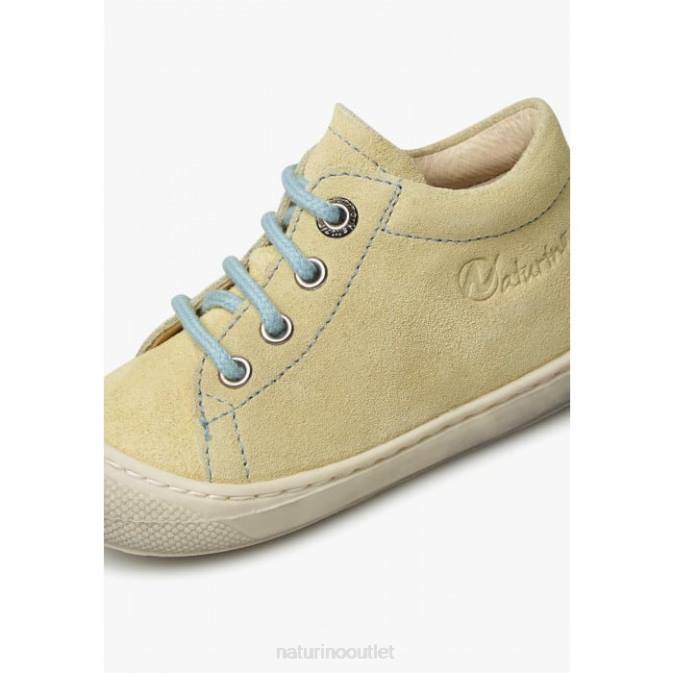 Kids Naturino Yellow-Light Blue COCOON Suede First Steps Shoes J6T6177