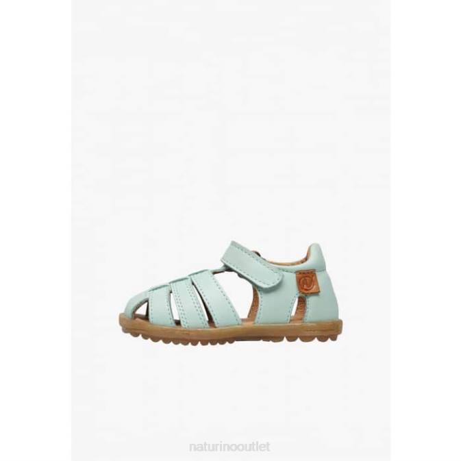 Kids Naturino Aqua Green SEE Semi-Closed Leather Sandals J6T6251