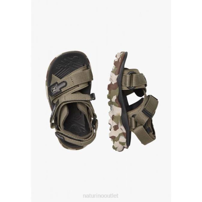 Kids Naturino Army Green NAZCA 2 JUNIOR Faux Leather and Fabric Active Sandals J6T627