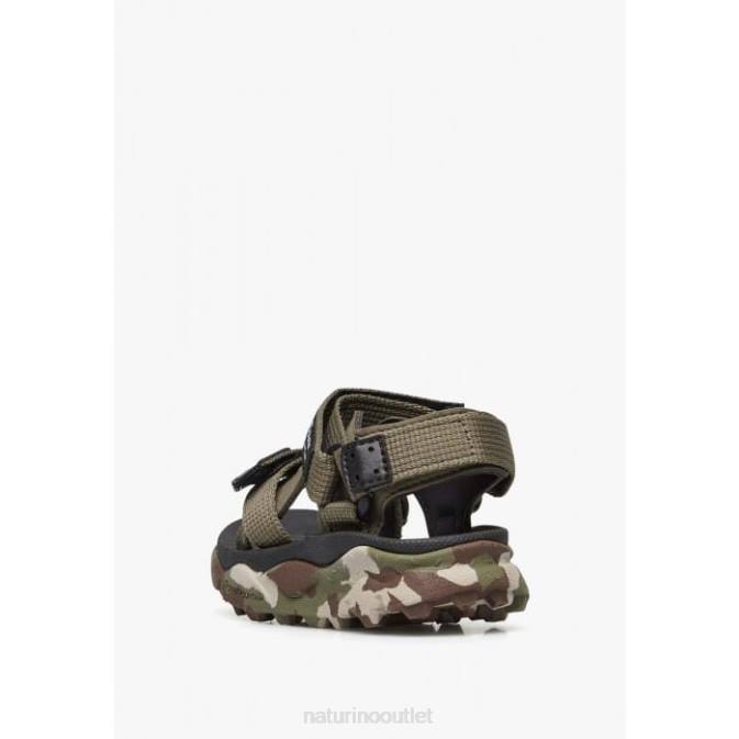Kids Naturino Army Green NAZCA 2 JUNIOR Faux Leather and Fabric Active Sandals J6T627