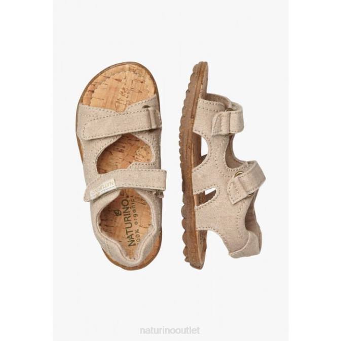 Kids Naturino Beige SKY ORGANIC Organic Fabric Sandals J6T618