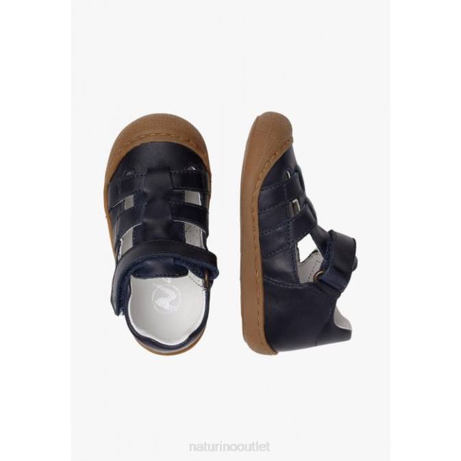 Kids Naturino Blue BEDE Leather Semi-Open Sandals J6T6287