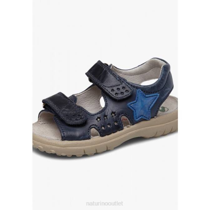 Kids Naturino Blue DOCK Leather Sandals with Velcro J6T6541