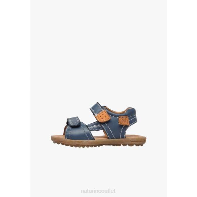 Kids Naturino Blue-Orange TAROR Nappa Leather Sandals J6T6236