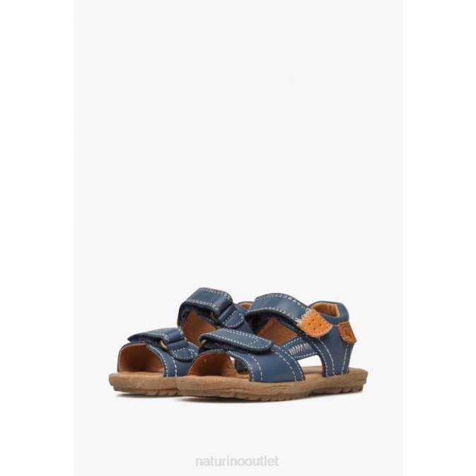 Kids Naturino Blue-Orange TAROR Nappa Leather Sandals J6T6236