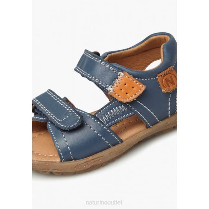 Kids Naturino Blue-Orange TAROR Nappa Leather Sandals J6T6236