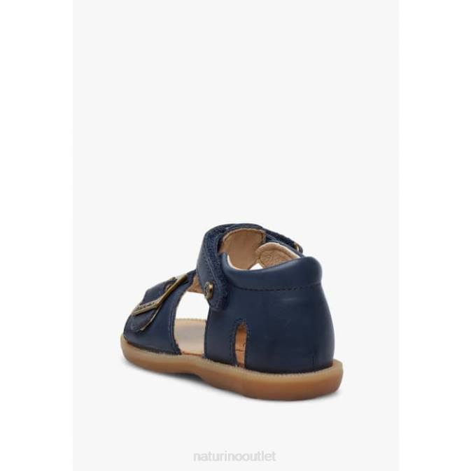 Kids Naturino Blue QUARZO Leather Sandals with Velcro J6T6284
