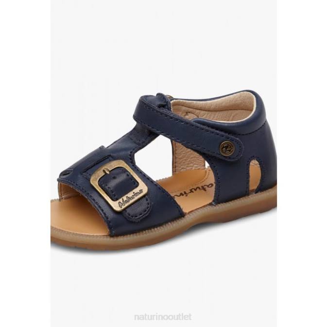 Kids Naturino Blue QUARZO Leather Sandals with Velcro J6T6284