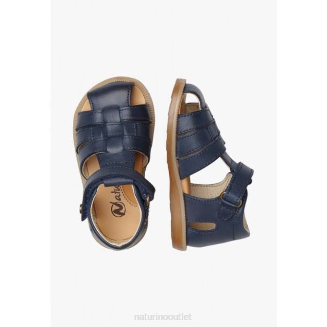 Kids Naturino Blue ZAFFIRO Semi-Open Leather Sandals J6T6345
