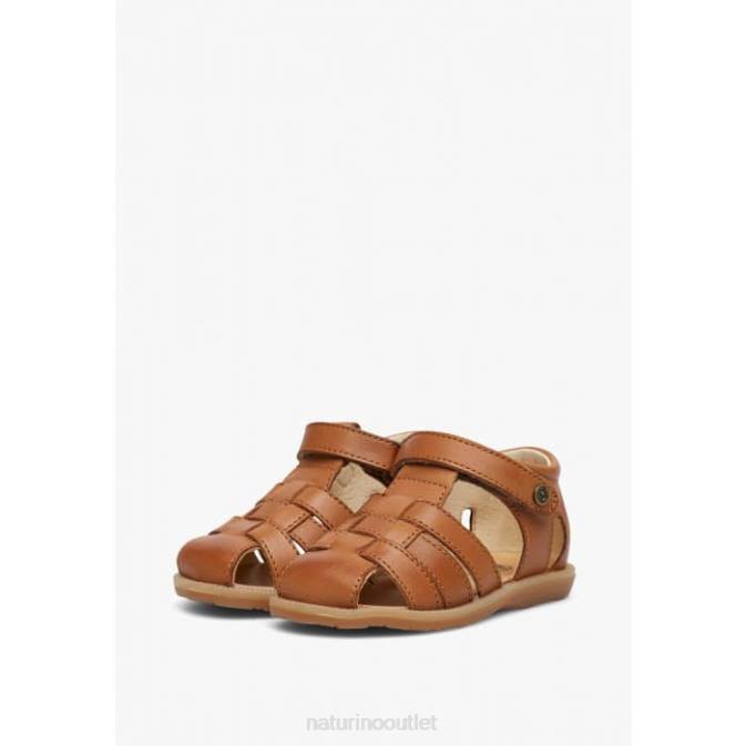 Kids Naturino Brown ZAFFIRO Semi-Open Leather Sandals J6T6280