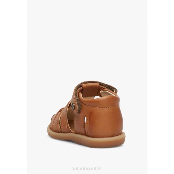 Kids Naturino Brown ZAFFIRO Semi-Open Leather Sandals J6T6280
