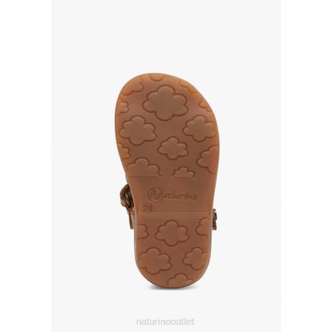 Kids Naturino Brown ZAFFIRO Semi-Open Leather Sandals J6T6280