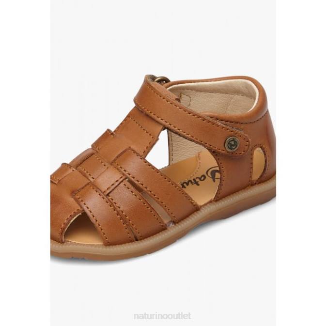 Kids Naturino Brown ZAFFIRO Semi-Open Leather Sandals J6T6280