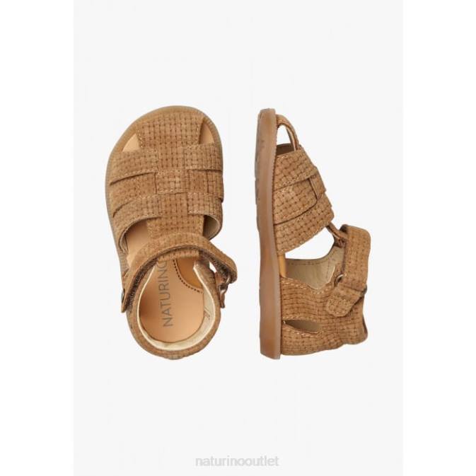 Kids Naturino Brown ZAFFIRO Suede Semi-Open Sandals J6T6323