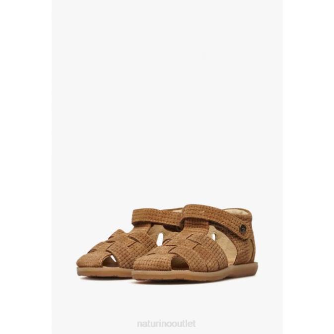 Kids Naturino Brown ZAFFIRO Suede Semi-Open Sandals J6T6323