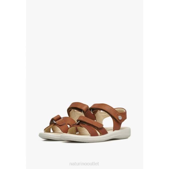 Kids Naturino Cognac HOUDAN Leather Sandals J6T6545