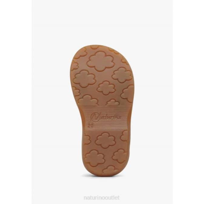 Kids Naturino Cognac QUARZO Leather Sandals with Velcro J6T6308