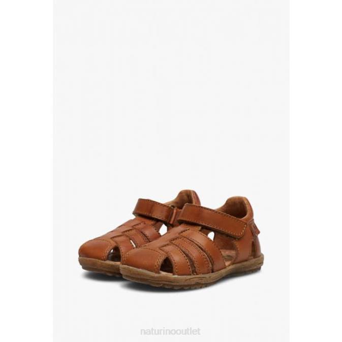 Kids Naturino Cognac SEE Semi-Closed Leather Sandals J6T6338