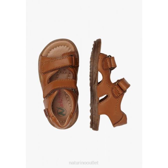 Kids Naturino Cognac SKY Nappa Leather Sandals J6T6357