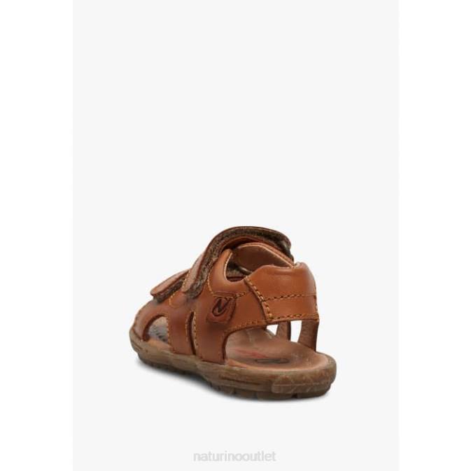 Kids Naturino Cognac SKY Nappa Leather Sandals J6T6357