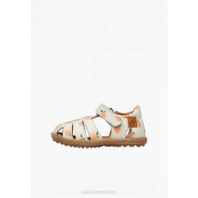 Kids Naturino Cream SEE Apricot Print Leather Sandals J6T6303