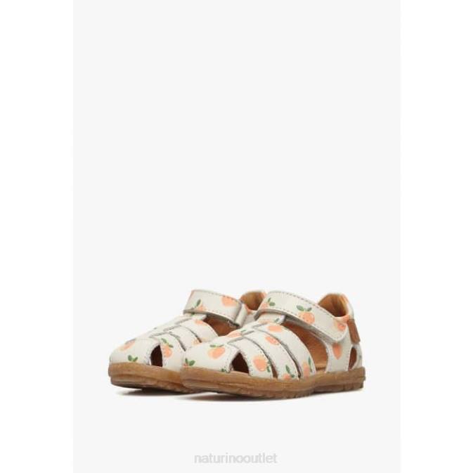 Kids Naturino Cream SEE Apricot Print Leather Sandals J6T6303