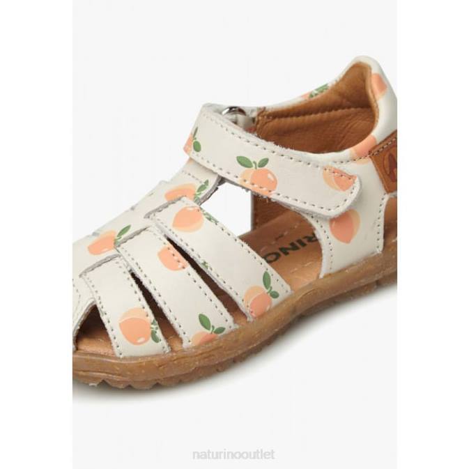 Kids Naturino Cream SEE Apricot Print Leather Sandals J6T6303