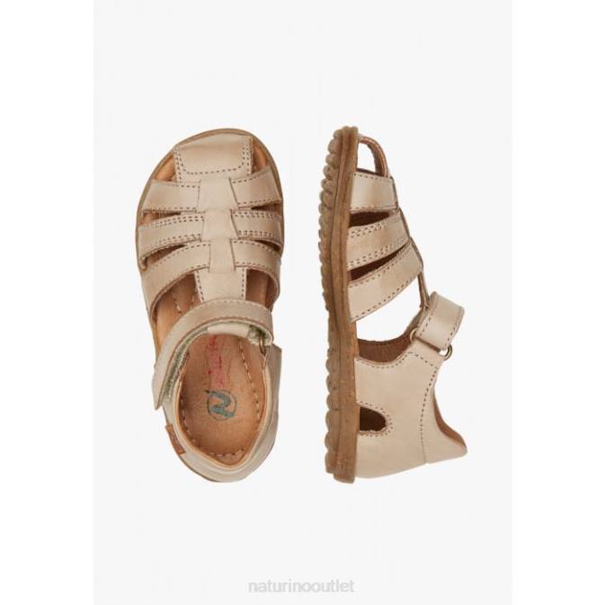 Kids Naturino Dove Grey SEE Semi-Closed Leather Sandals J6T6262
