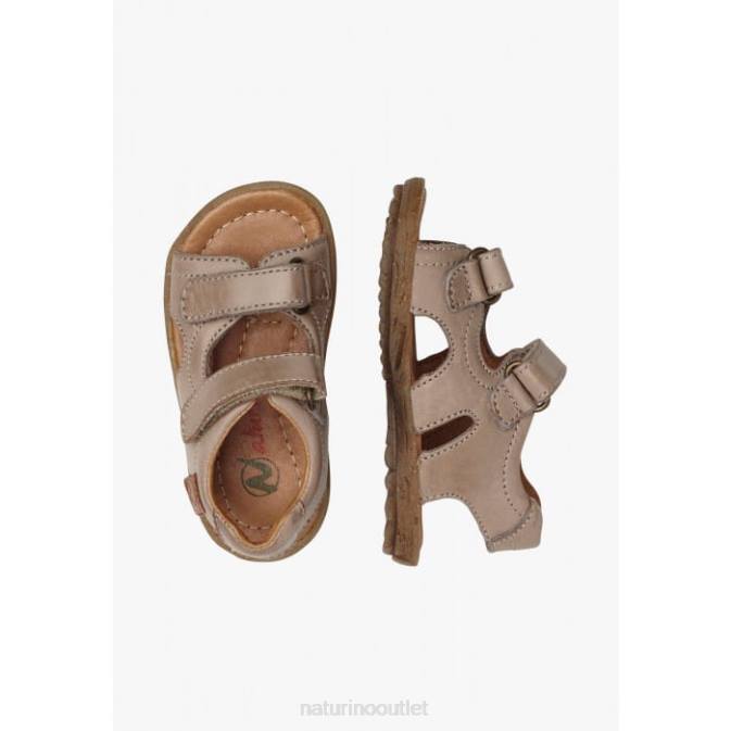 Kids Naturino Dove Grey SKY Nappa Leather Sandals J6T6343