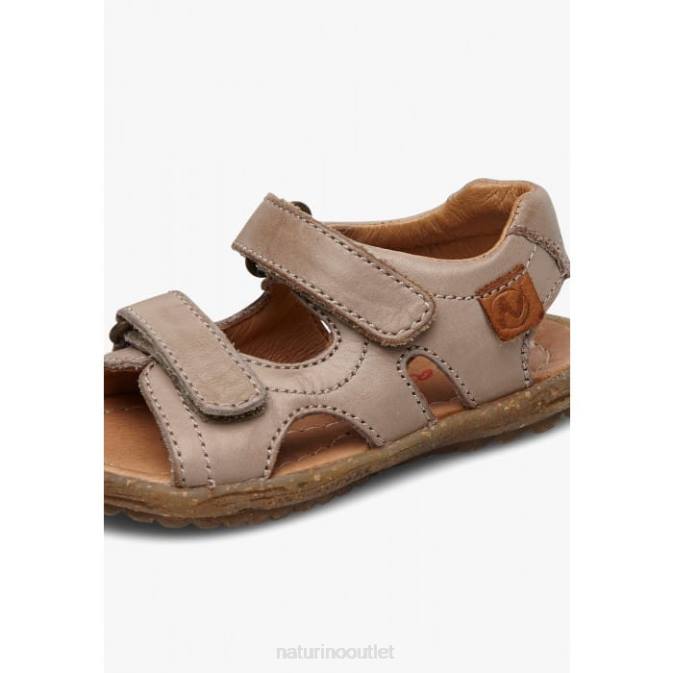 Kids Naturino Dove Grey SKY Nappa Leather Sandals J6T6343