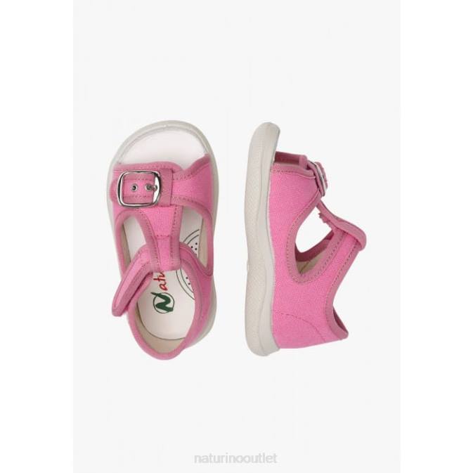 Kids Naturino Fuchsia PAROS Fabric Open Toe Sandals J6T6274