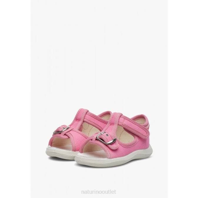 Kids Naturino Fuchsia PAROS Fabric Open Toe Sandals J6T6274