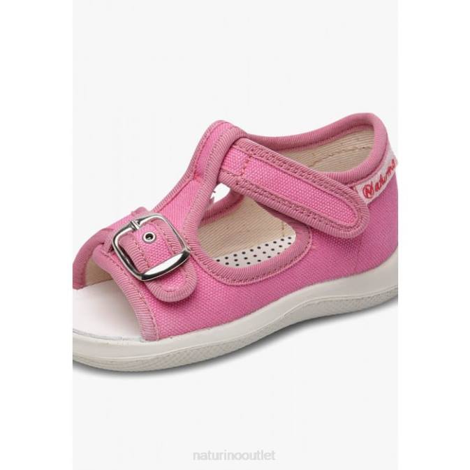 Kids Naturino Fuchsia PAROS Fabric Open Toe Sandals J6T6274
