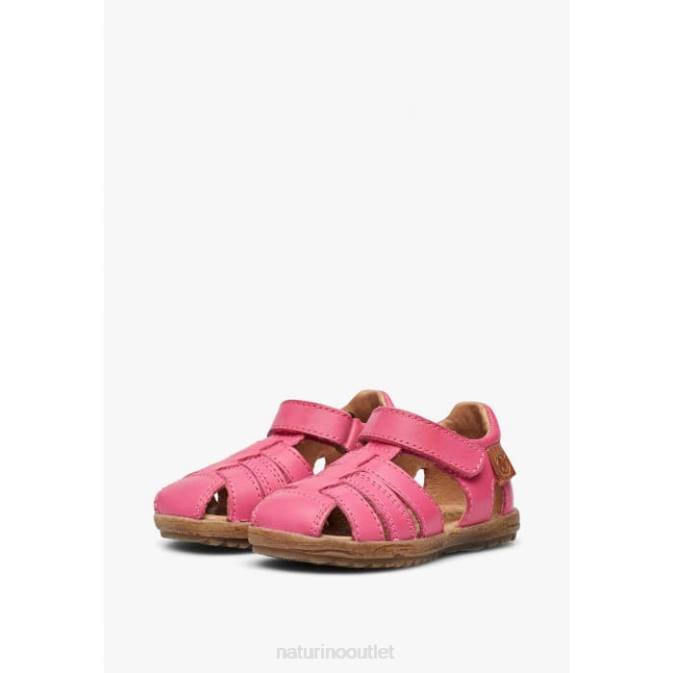 Kids Naturino Fuchsia SEE Semi-Closed Leather Sandals J6T6292