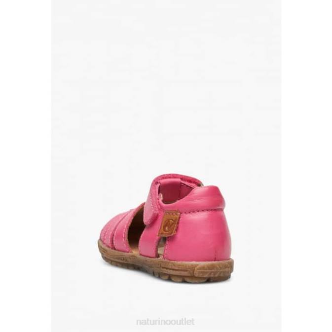 Kids Naturino Fuchsia SEE Semi-Closed Leather Sandals J6T6292