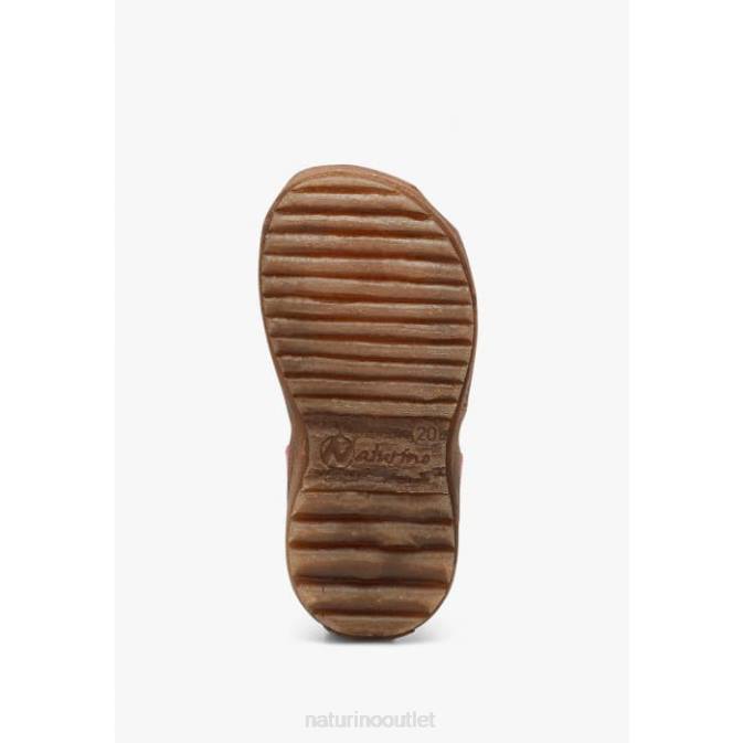 Kids Naturino Fuchsia SEE Semi-Closed Leather Sandals J6T6292