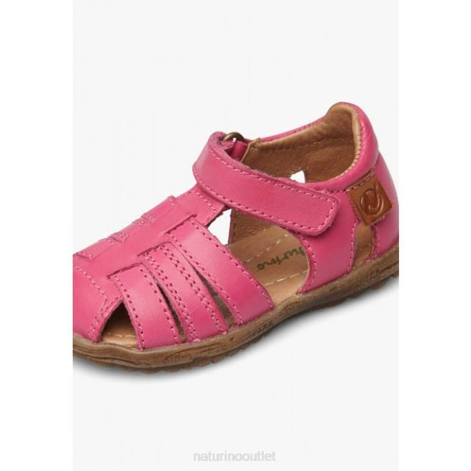 Kids Naturino Fuchsia SEE Semi-Closed Leather Sandals J6T6292