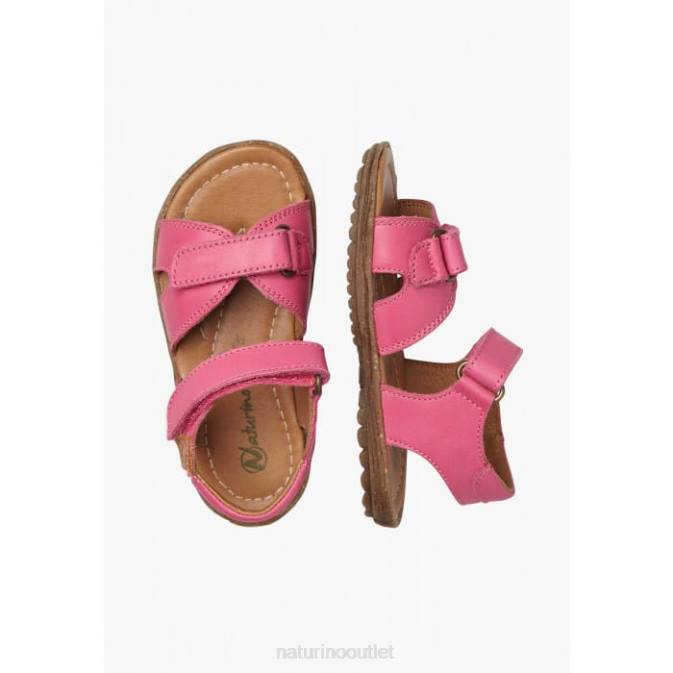 Kids Naturino Fuchsia SUN Nappa Leather Sandals J6T6273