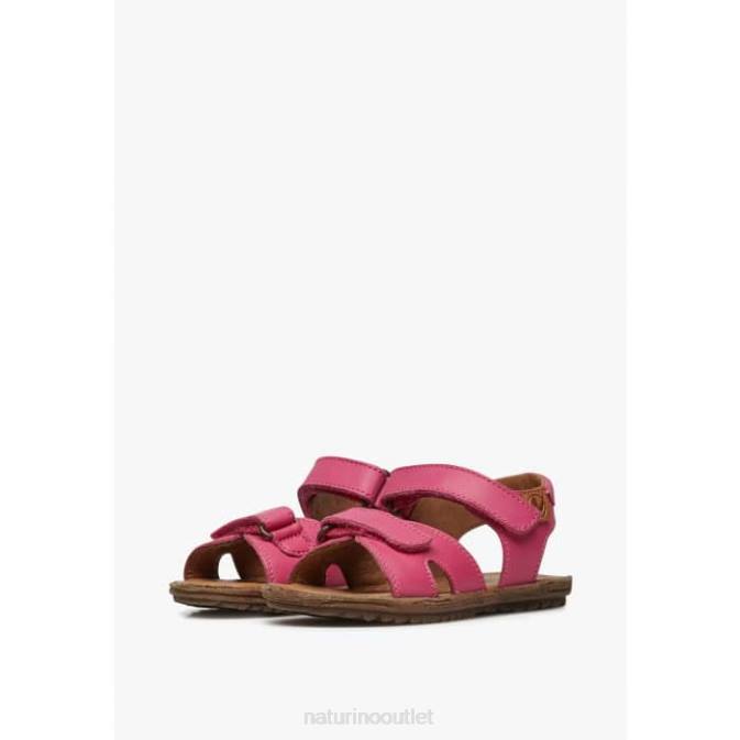 Kids Naturino Fuchsia SUN Nappa Leather Sandals J6T6273
