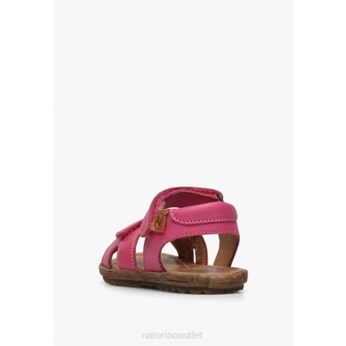 Kids Naturino Fuchsia SUN Nappa Leather Sandals J6T6273
