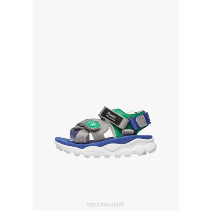 Kids Naturino Grey-Green NAZCA 2 JUNIOR Faux Leather and Fabric Active Sandals J6T625