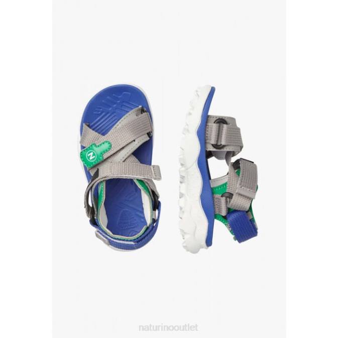 Kids Naturino Grey-Green NAZCA 2 JUNIOR Faux Leather and Fabric Active Sandals J6T625