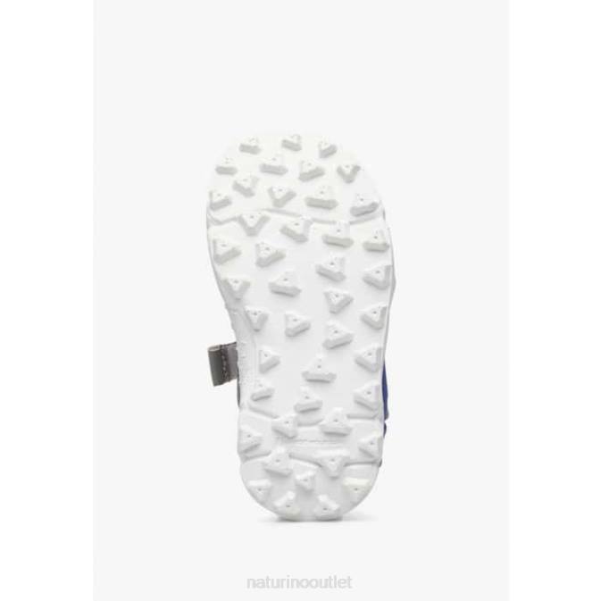 Kids Naturino Grey-Green NAZCA 2 JUNIOR Faux Leather and Fabric Active Sandals J6T625