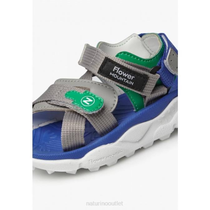 Kids Naturino Grey-Green NAZCA 2 JUNIOR Faux Leather and Fabric Active Sandals J6T625