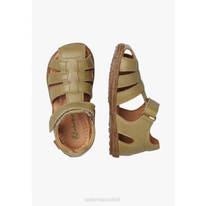 Kids Naturino Grey SEE Semi-Closed Leather Sandals J6T6351