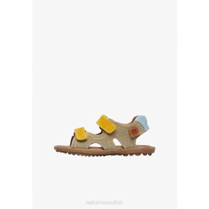 Kids Naturino Grey-Yellow SKY Suede Sandals J6T6556